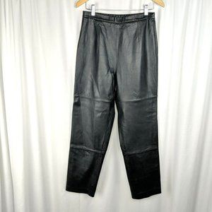 Vintage Terry Lewis Black Leather Pants Sz M Elastic Waist
